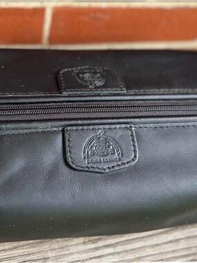Dopo Black Leather Briefcase with Embossed Logo